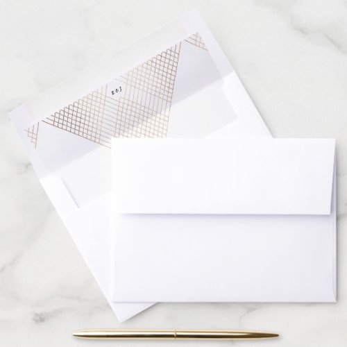 Geometric White Gold Gatsby Wedding Envelope Liner