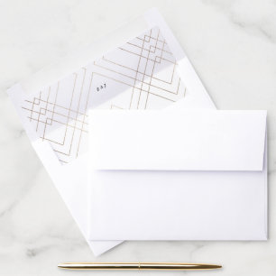 Geometric White Gold Gatsby Wedding Envelope Liner