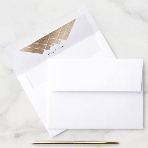 Geometric White Gold Gatsby Wedding Envelope Liner