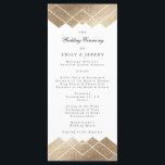 Geometric White Gold Gatsby Wedding Program<br><div class="desc">This is a rack card or wedding ceremony program. Antique wonderful bohemian themed wedding. Vintage Stylish Boho wedding. A formal elegant design in Geometric Deco Great Gatsby Amazing design with art deco lines in the Great Gatsby style. Very trendy, modern and edgy. Gold Foil on rear and front of card...</div>
