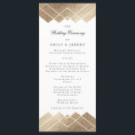 Geometric White Gold Gatsby Wedding Program<br><div class="desc">This is a rack card or wedding ceremony program. Antique wonderful bohemian themed wedding. Vintage Stylish Boho wedding. A formal elegant design in Geometric Deco Great Gatsby Amazing design with art deco lines in the Great Gatsby style. Very trendy, modern and edgy. Gold Foil on rear and front of card...</div>