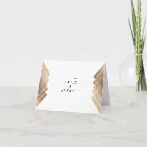 Geometric White Gold Gatsby Wedding Thank You Card