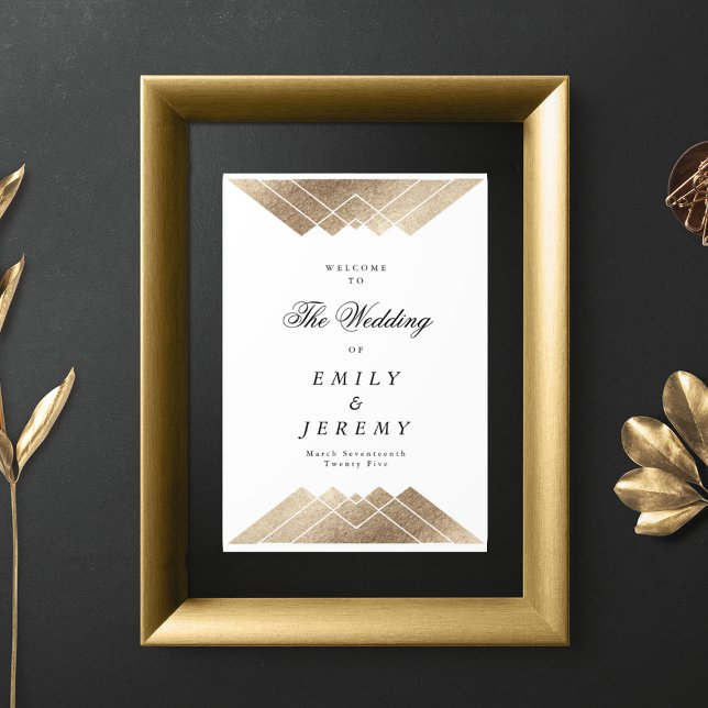 Geometric White Gold Gatsby Wedding Welcome Sign (Creator Uploaded)