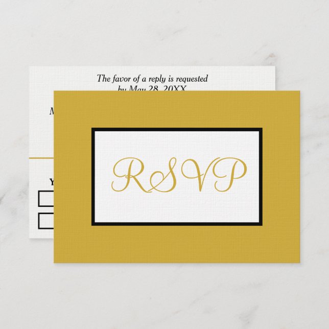 Geometric White Gold RSVP (Front/Back)