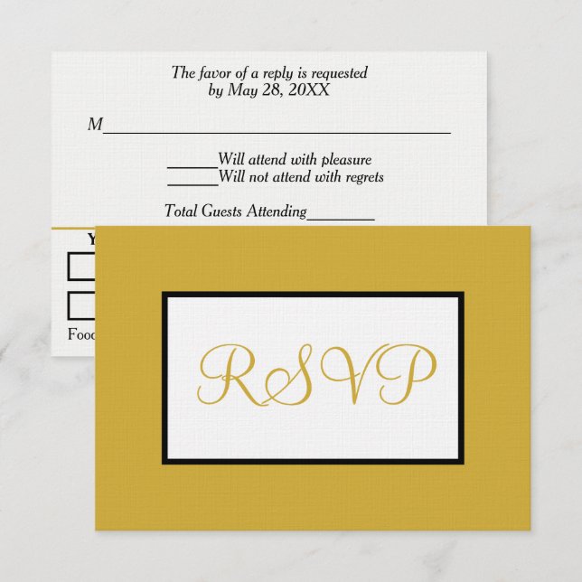 Geometric White Gold RSVP Food Allergies (Front/Back)