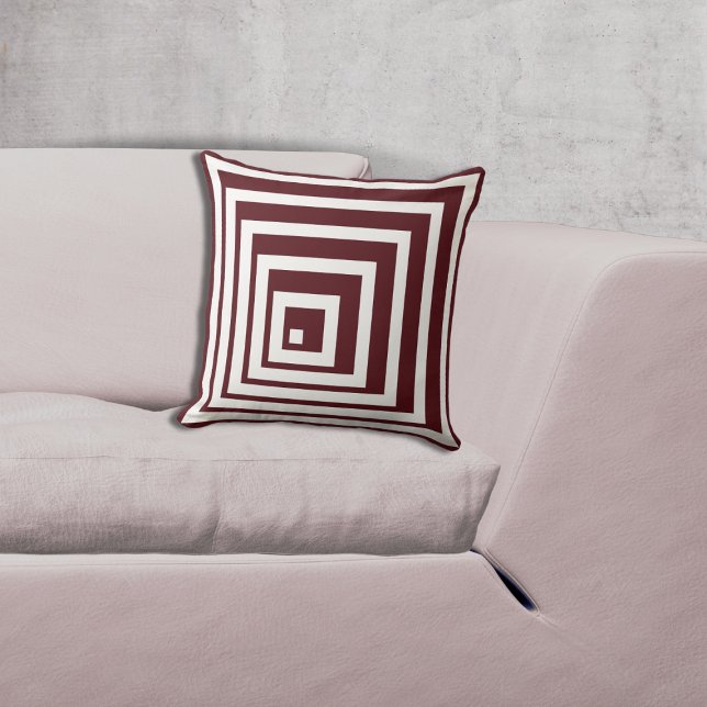 Geometric White & Red Corner Pattern Throw Pillow (Geometric White & Red Corner Pattern Throw Pillow)
