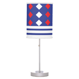 Geometric White Red Diamond Stripe Pattern Table Lamp