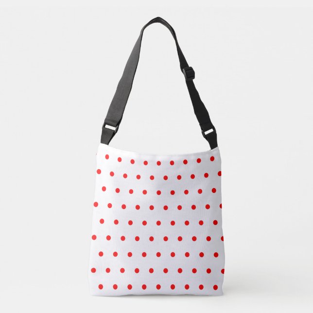 Geometric White Red Polka Dots Crossbody Bag (Front)