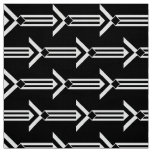 Geometric White Stripes and Chevrons on Black Fabric