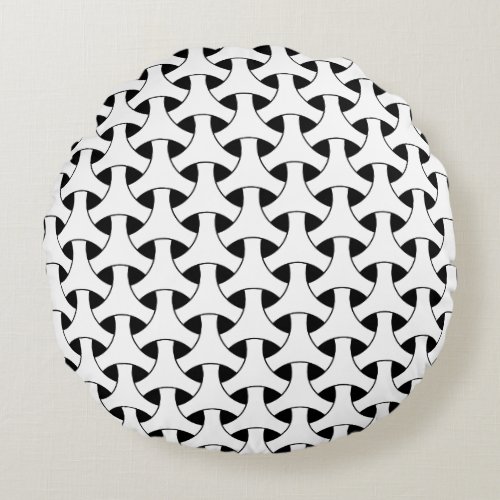 Geometric Wicker Seamless Pattern Round Pillow