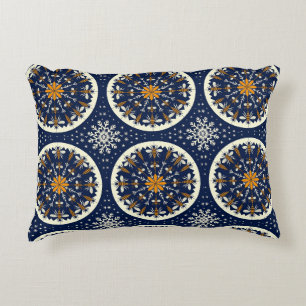 Geometric Winter Bee Snowflake Accent Pillow