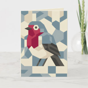 Geometric Winter   Red Robin Blank Art Holiday Card
