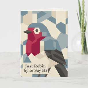 Geometric Winter Red Robin Witty Christmas Holiday Card