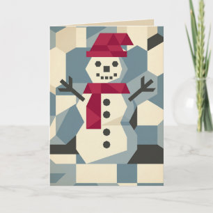 Geometric Winter Snowman Christmas Holiday Card