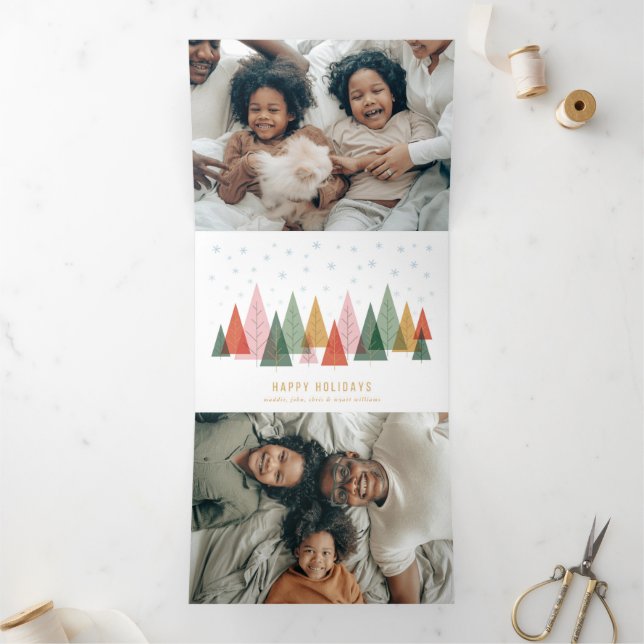 Geometric Winter Wonderland Tri-Fold Holiday Card (Inside)