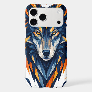 Geometric Wolf Black & Orange Polygonal Art iPhone 17 Pro Max Case
