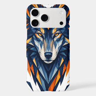 Geometric Wolf Black & Orange Polygonal Art iPhone 17 Pro Max Case