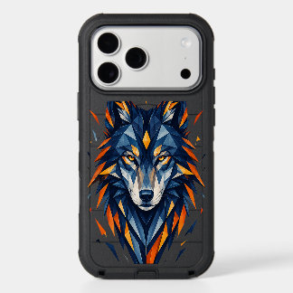 Geometric Wolf Black & Orange Polygonal Art iPhone 17 Pro Max Case