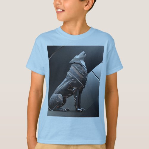 Geometric Wolf Boys Blue T_Shirt