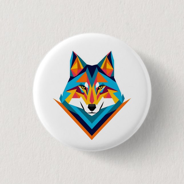 Geometric wolf button (Front)