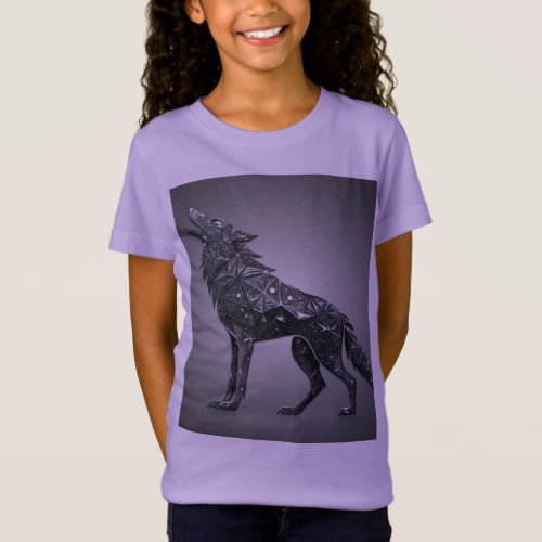 Geometric Wolf Girls Lavender T_Shirt