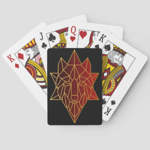 Geometric Wolf gold red gradient Poker Cards