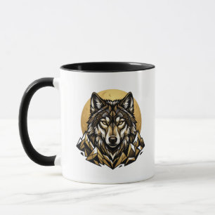 Geometric Wolf Head Mug Mountain Wildlife Coffee