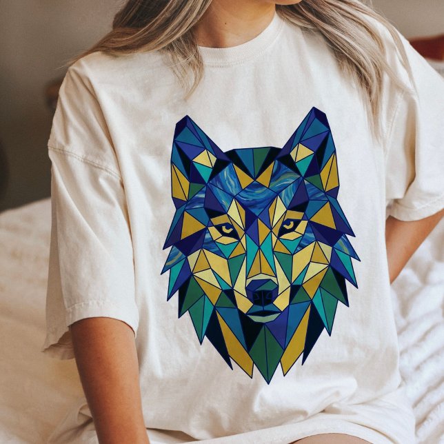 Geometric Wolf Head Polygon Art Tri-Blend Shirt (Creator Uploaded)