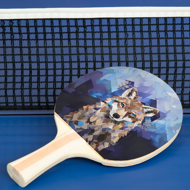 Geometric Wolf Mountain Ping Pong Paddle (Insitu)