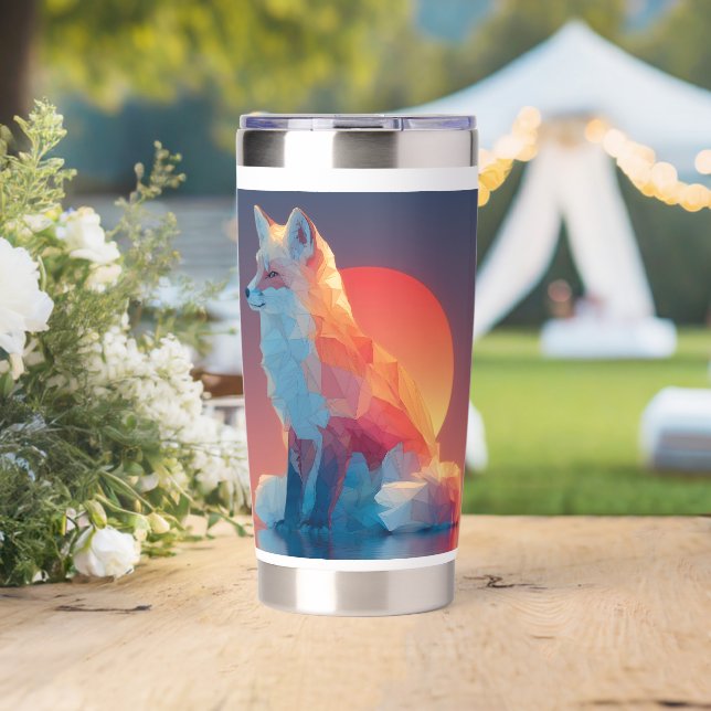 Geometric Wolf Silhouette |Modern Polygon Wildlife Insulated Tumbler (Wedding (Rotated))