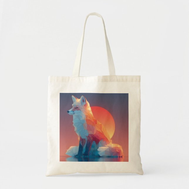 Geometric Wolf Silhouette |Modern Polygon Wildlife Tote Bag (Front)