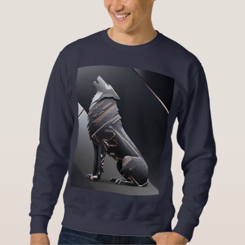 Geometric Wolf Silhouette Sweatshirt