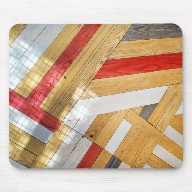 Geometric wood floor pattern mouse pad (Front)
