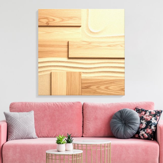 Geometric Wood On Sand Design Canvas Print (Insitu(LivingRoom))
