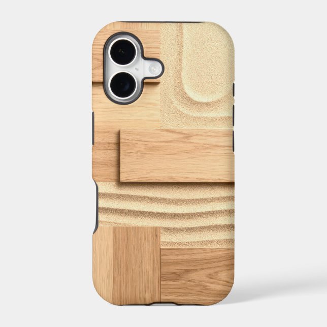 Geometric Wood On Sand Design iPhone Case (Back)