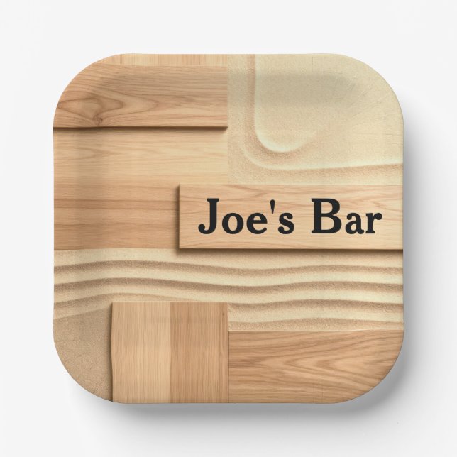 Geometric Wood On Sand Design Paper Plates (Front)