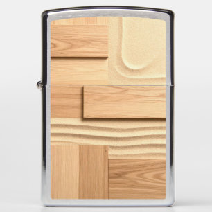 Geometric Wood On Sand Design Zippo Lighter