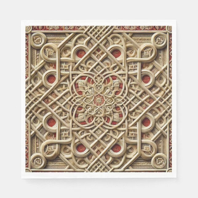 Geometric Wooden Panel With Complex Decoration Napkins (Front)