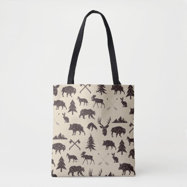 Geometric Woodland Animals | Animal Tote Bag (Front)