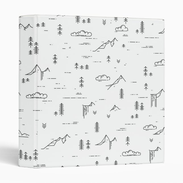 Geometric Woodland Lines Landscape Pattern 3 Ring Binder (Front/Spine)