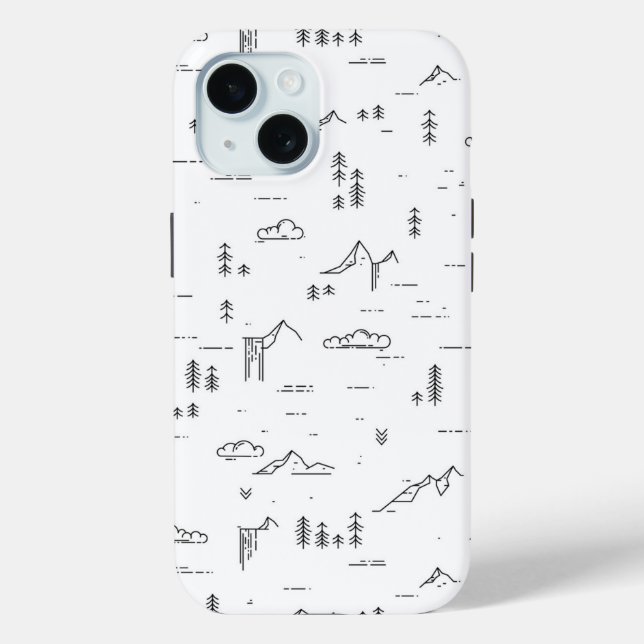 Geometric Woodland Lines Landscape Pattern Case-Mate iPhone Case (Back)