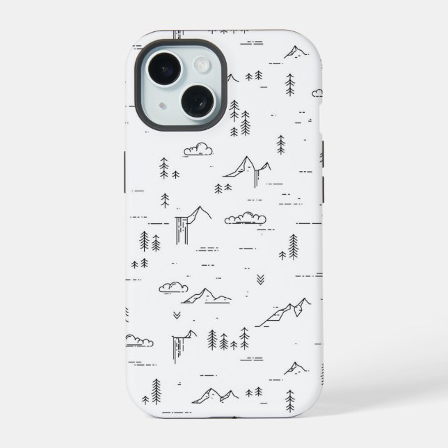 Geometric Woodland Lines Landscape Pattern Iphone Case (Back)