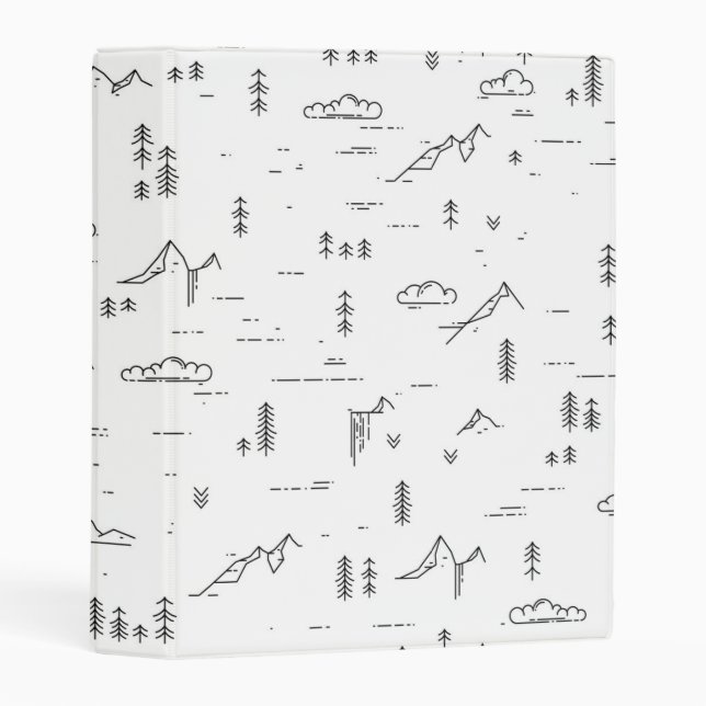 Geometric Woodland Lines Landscape Pattern Mini Binder (Front/Spine)