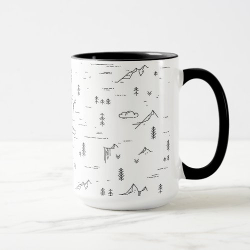 Geometric Woodland Lines Landscape Pattern Mug