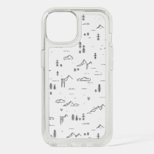Geometric Woodland Lines Landscape Pattern iPhone 15 Case