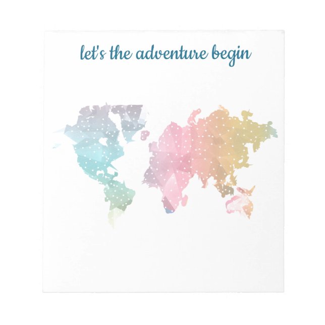 Geometric World Map Notepad – “Let’s the Adventure (Front)