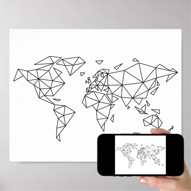 Geometric world map poster | Zazzle