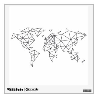 Geometric world map wall decal