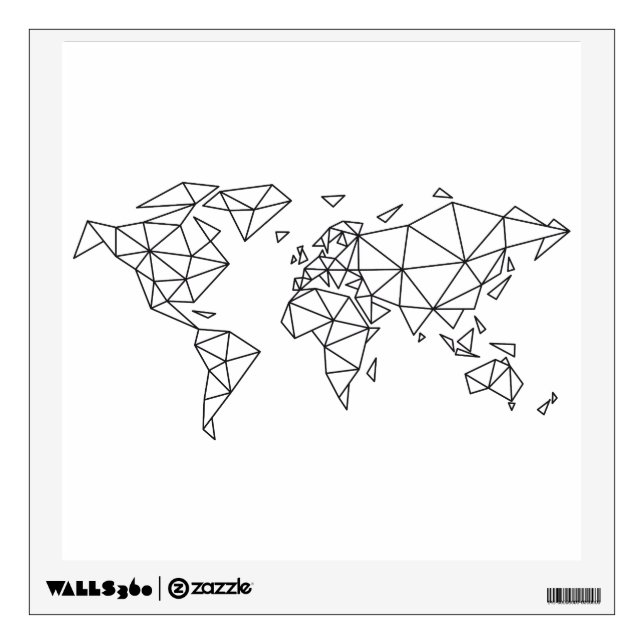 Geometric world map wall decal (Front)