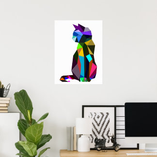Geometric WPAP Cat Design | Printables | Wall Art